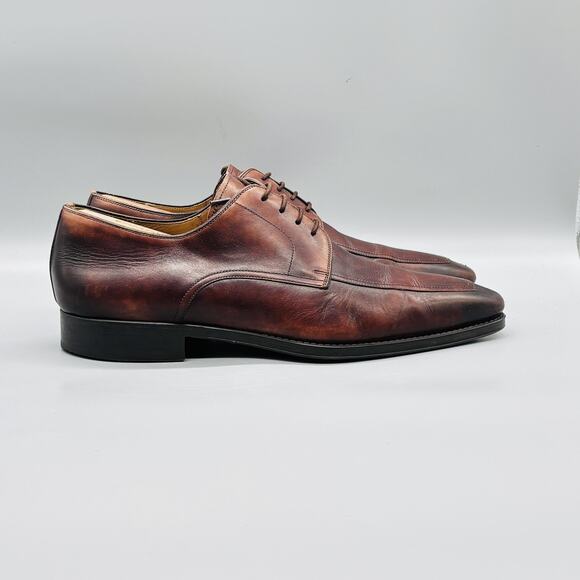 Magnanni Shoes Men 11 Brown Leather Derby Oxford Apron Toe Slip On Dress Classic main image 12